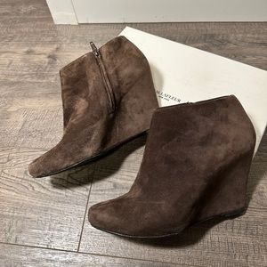 70mm Brown Suede Belle Zeppa Louboutin Wedge Booties 41